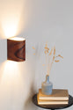 Rechargeable battery operated sconce in rosewood, remote controlled accumulator wall lamp