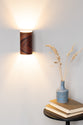 Rechargeable battery operated sconce in rosewood, remote controlled accumulator wall lamp